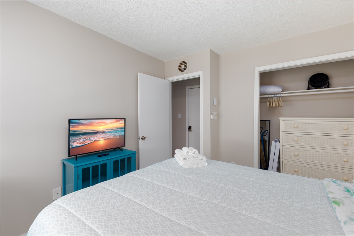 Bedroom equipped with clothing storage and TV