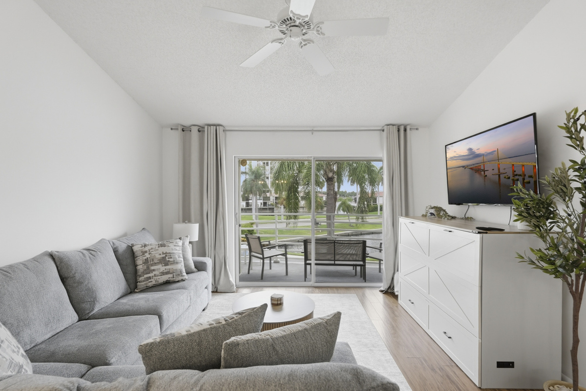 Spacious and comfortable, the living room offers a relaxing space to unwind, watch your favorite shows, or spend quality time together after a day of exploring St. Pete Beach and the surrounding Gulf Coast.