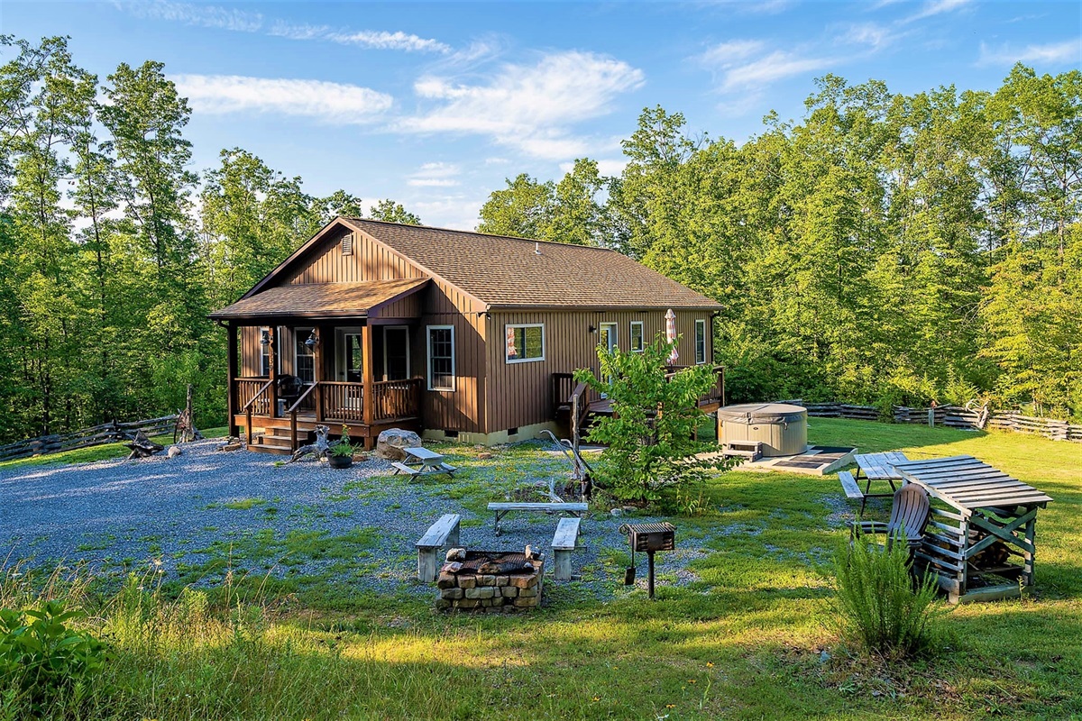 Relax on the deck and take in the quiet surroundings, where fresh mountain air and nature create the perfect escape.