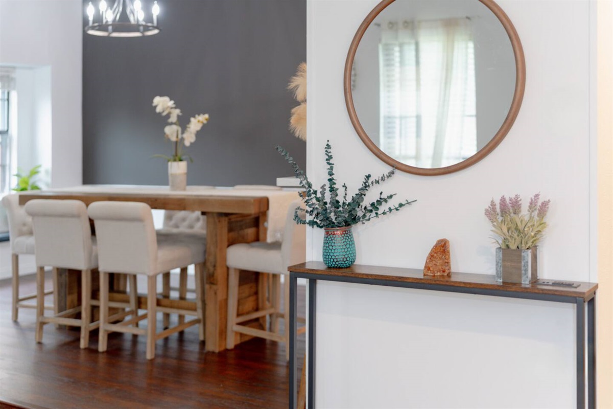 Kitchen + dining open layout with modern finishes.