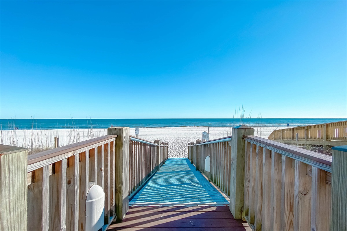 Newly built beach access with shower to rinse sand off.  