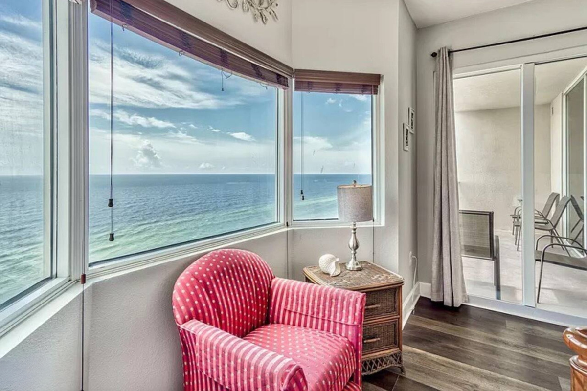 Bay Window in Bedroom 1, View of the Gulf.