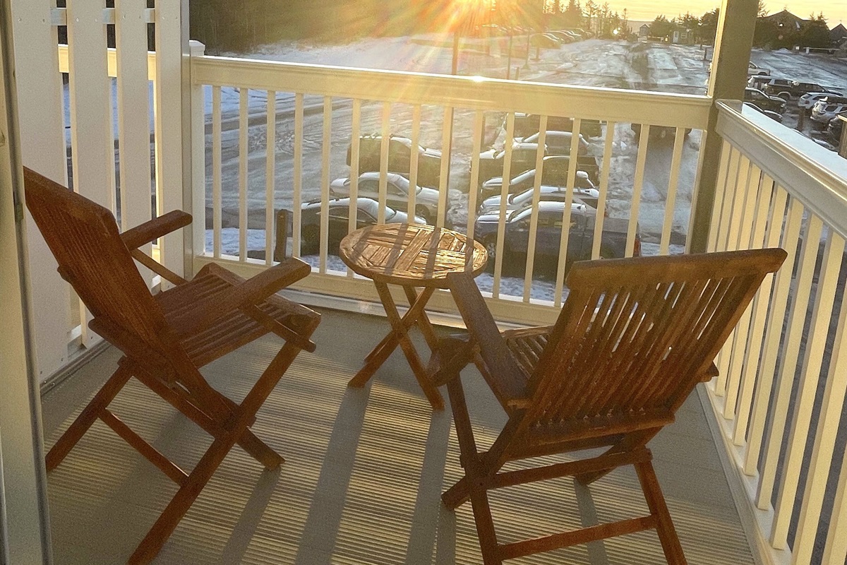 Your private balcony. Perfect for enjoying Snowshoe sunsets right from the condo