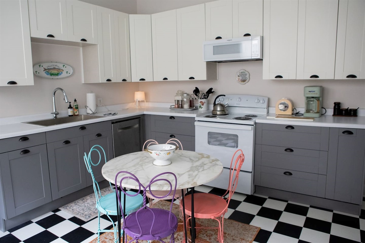 We take our mornings seriously at The Urban Chalet ...coffee beans, tea, french press, drip brew, kettle, grinder & toaster - Amelia's Bakery is just up the block, and their croissants are truly next level.  