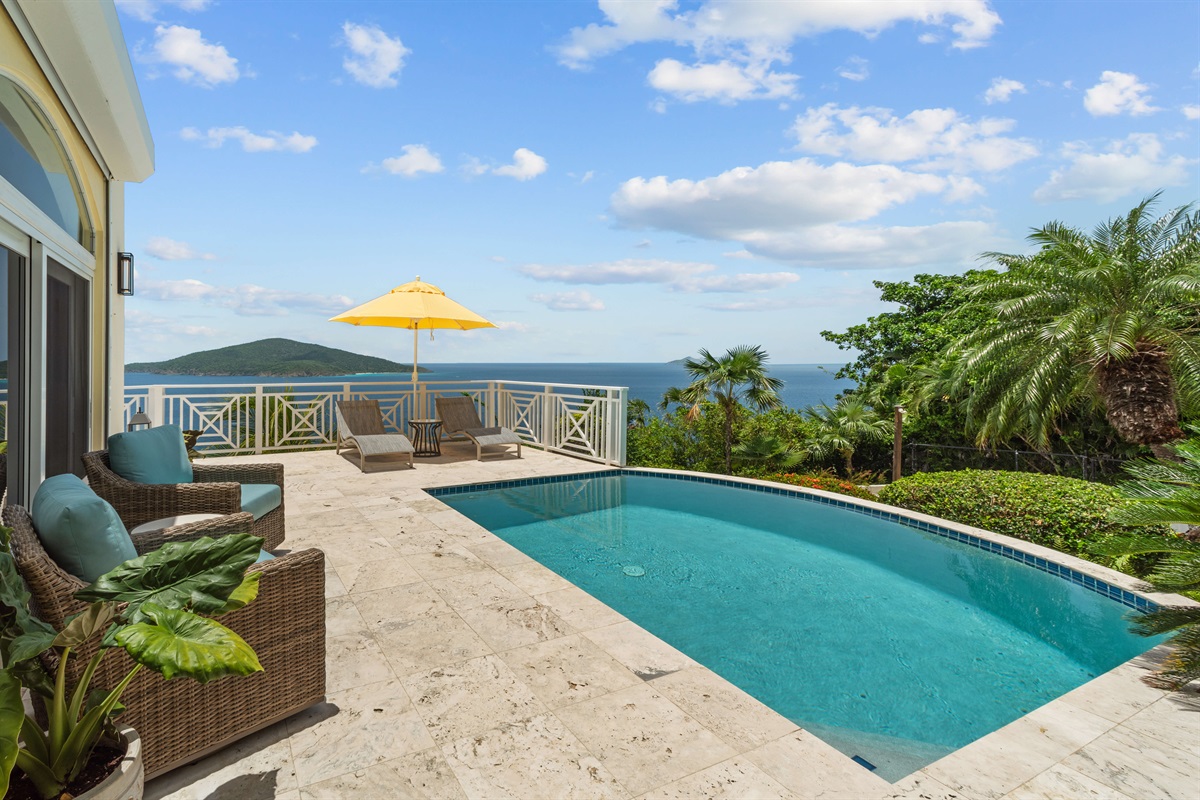 Private pool with loungers, shaded seating, and full sun for that Caribbean tan you've been craving.