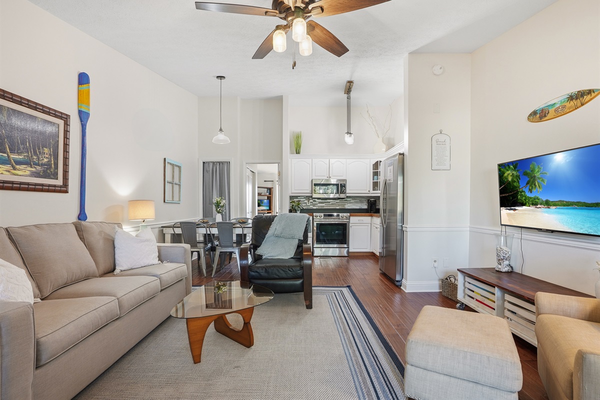 Living Room is Upstairs with Queen Sleeper Sofa