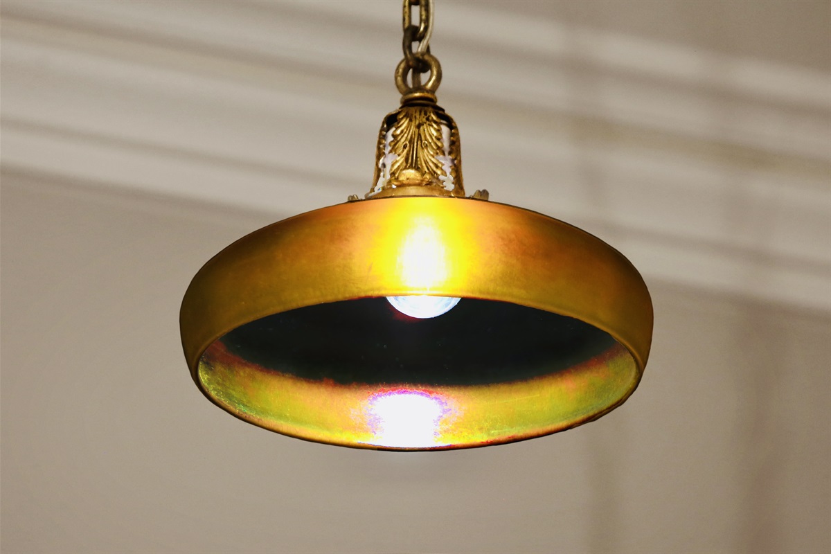 Original antique Tiffany favrile glass pendants.