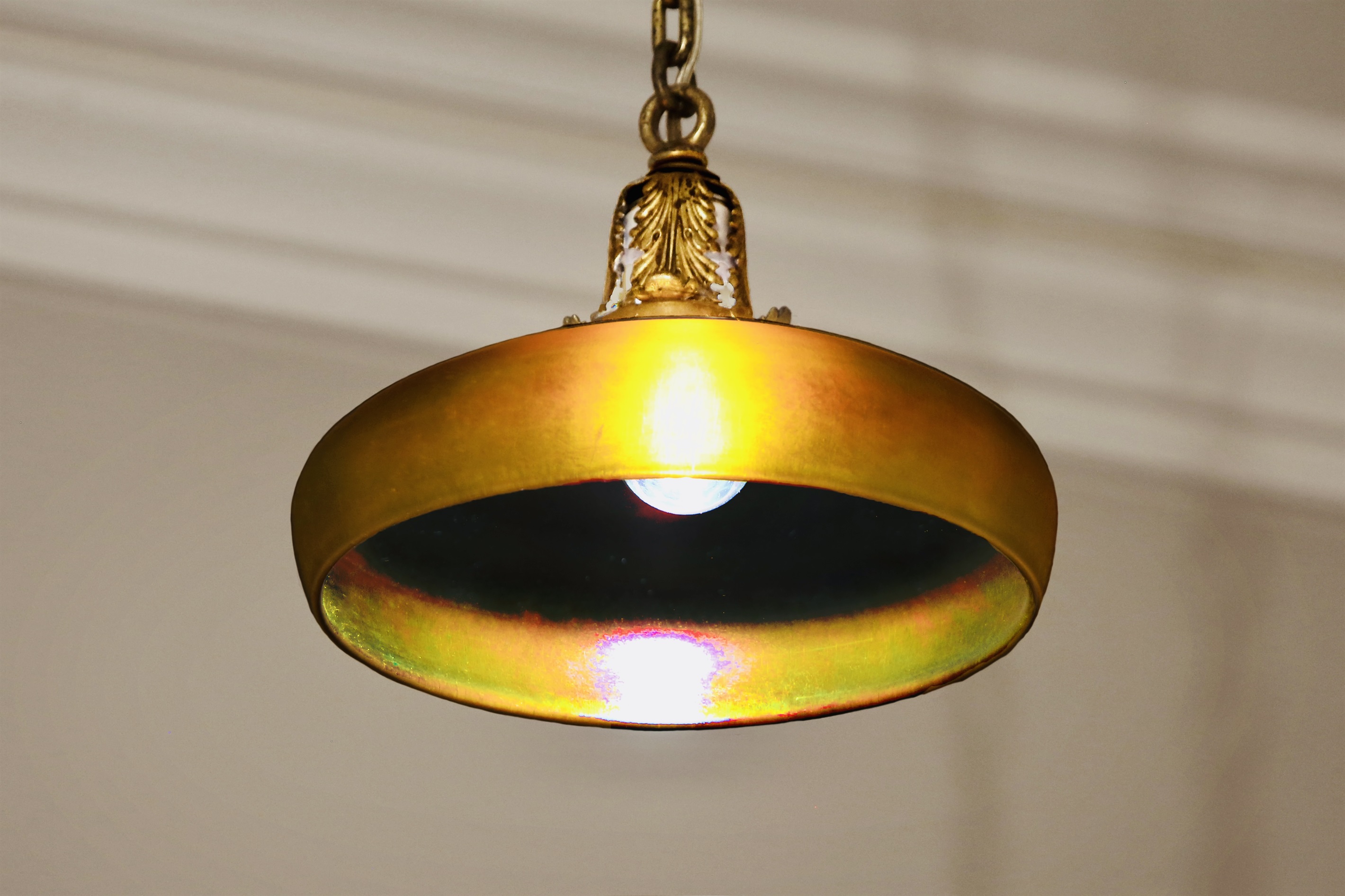 Original antique Tiffany favrile glass pendants.