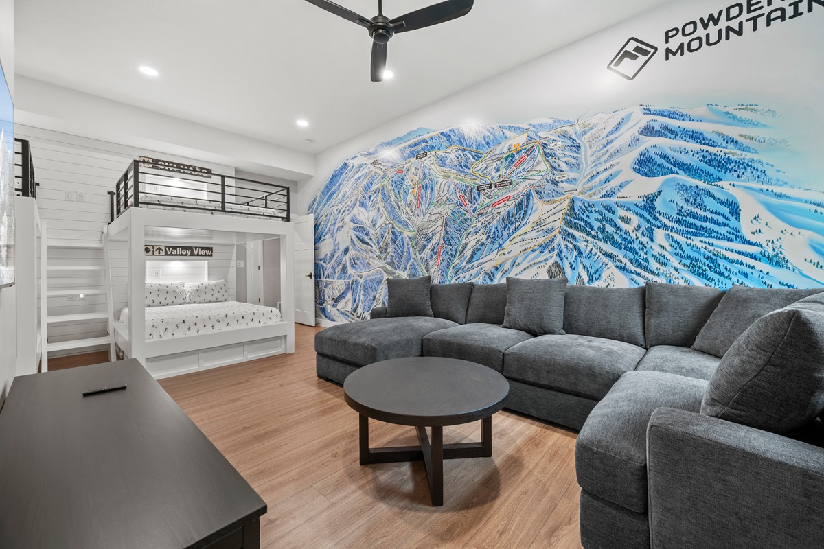 The bunkroom includes an Xbox and a selection of games for hours of entertainment.