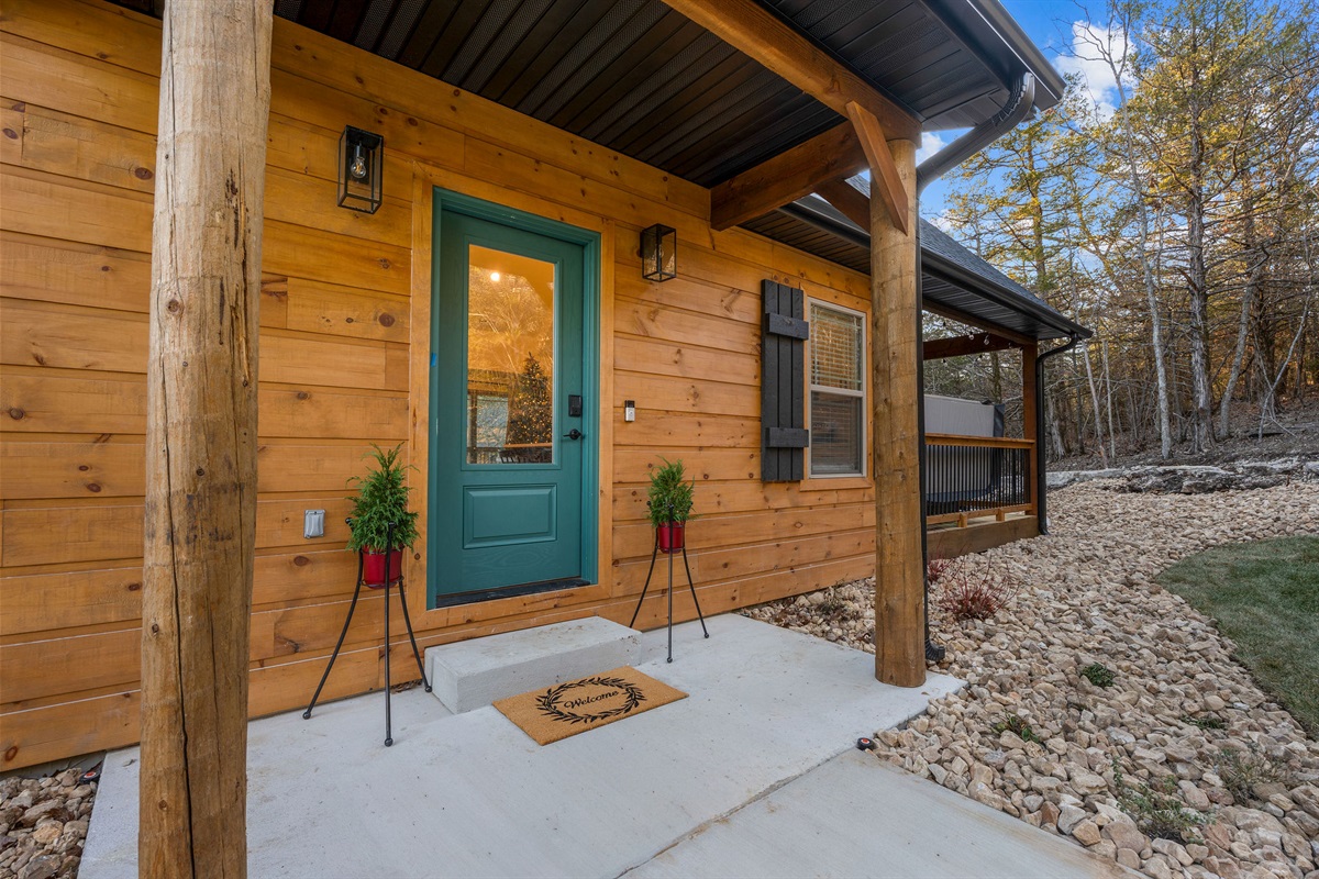Front entry with covered porch for easy arrivals.