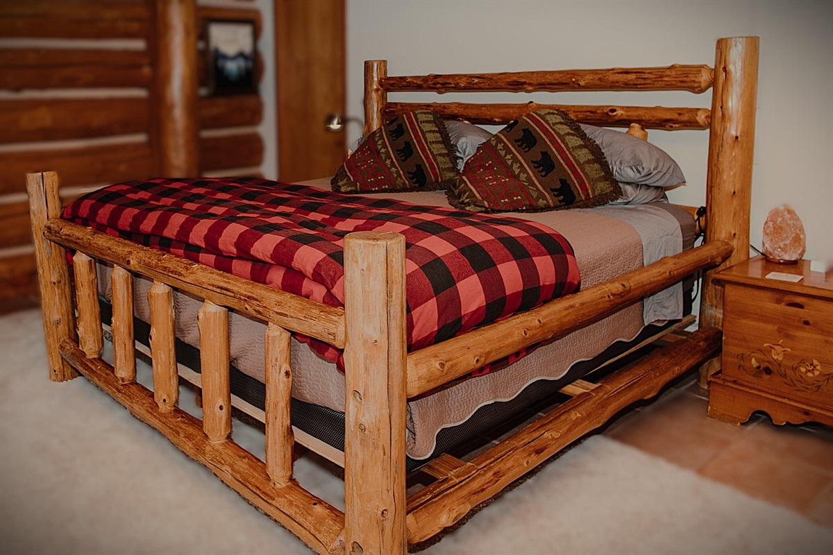Master bedroom with king and twin bunk beds, second floor.