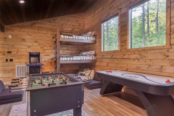 Triple full bunkbeds in the Bunkroom/Gameroom