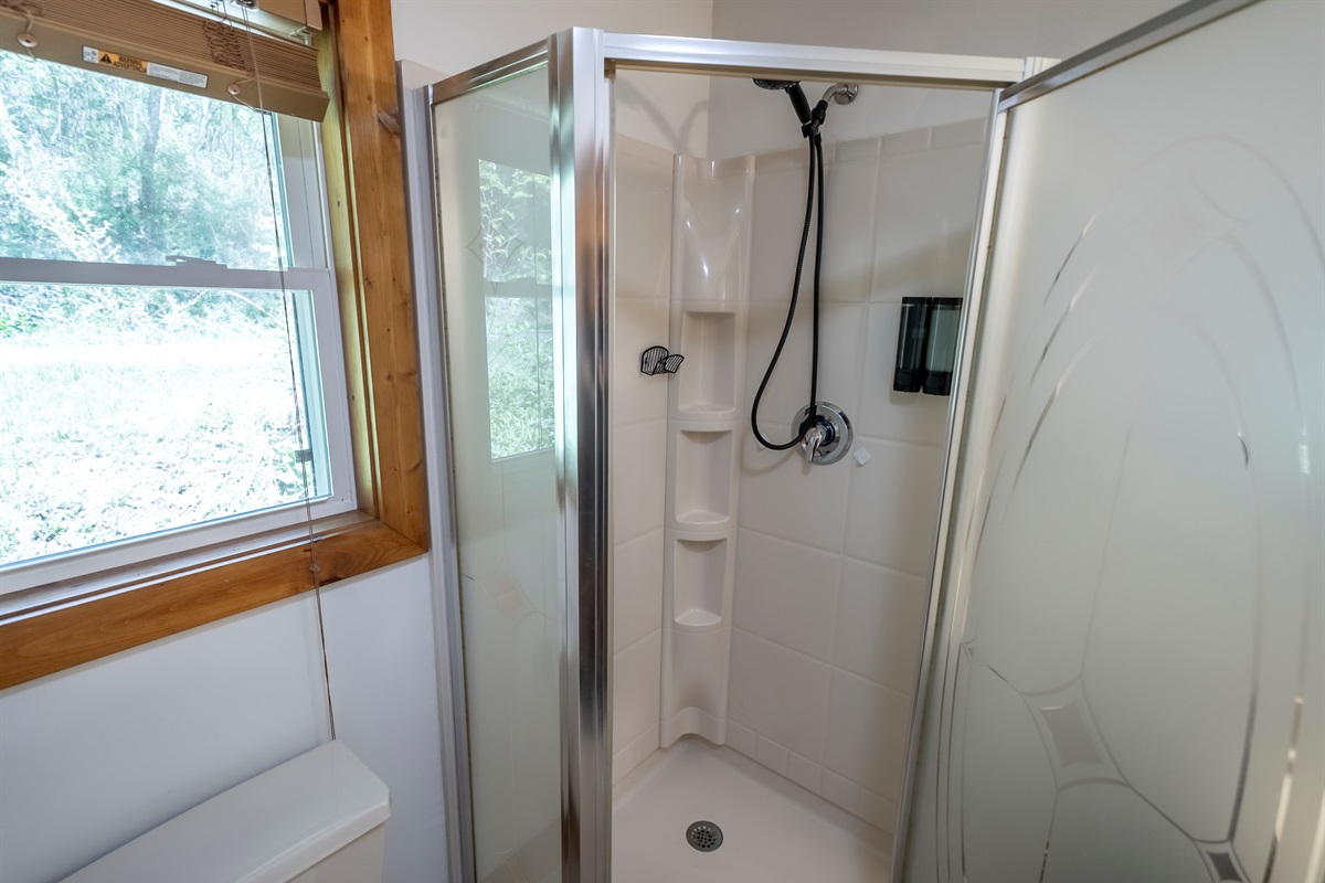 Clean, stand-alone shower for a refreshing start or end to your day.