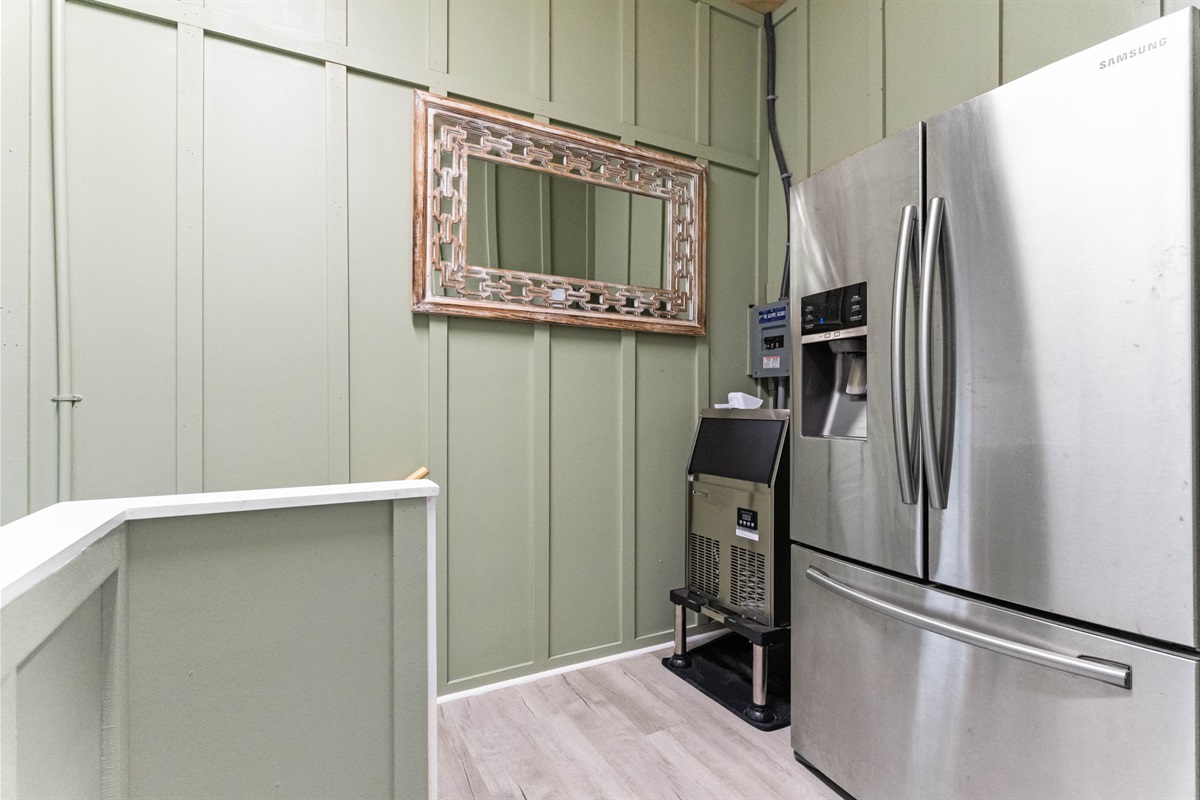 ice maker/second refrigerator off the pool area
