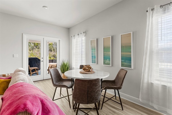 The breakfast nook is a great spot for puzzles or eating