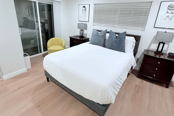 Bedroom 1 
Queen bed & Slider door to back patio and backyard