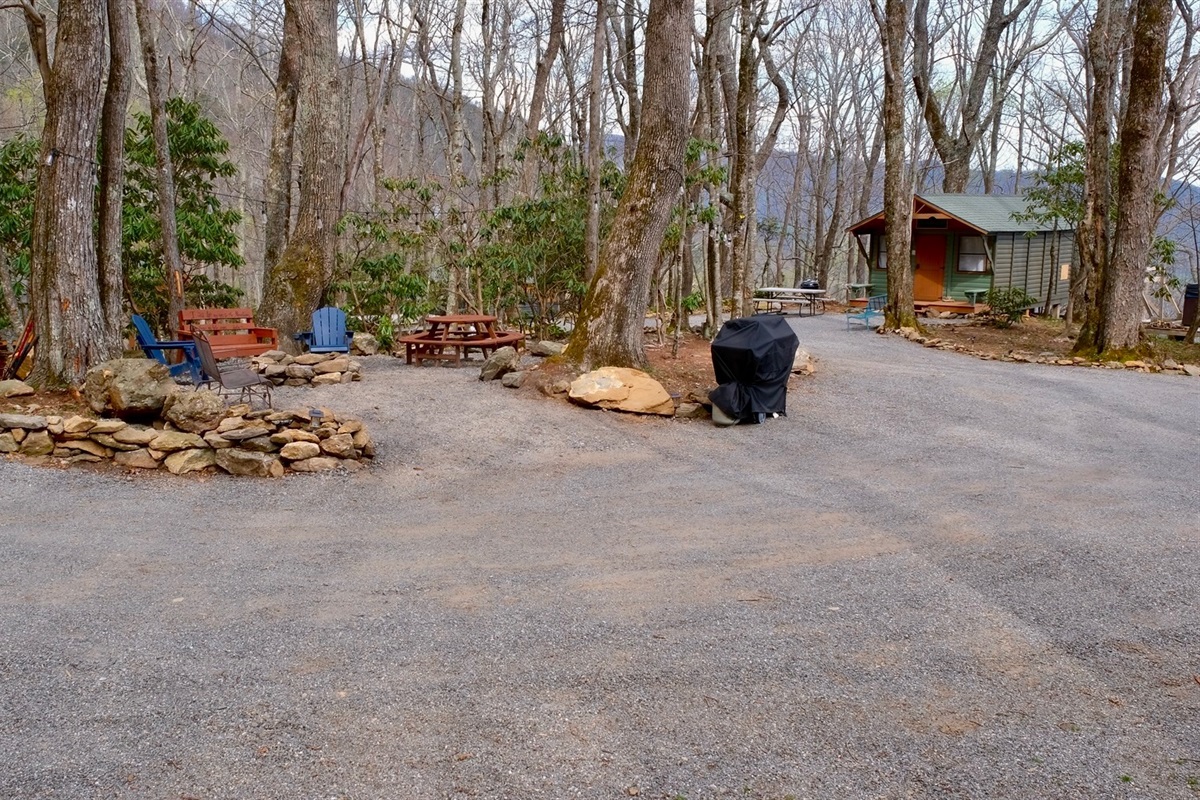 Community firepit with propane grill