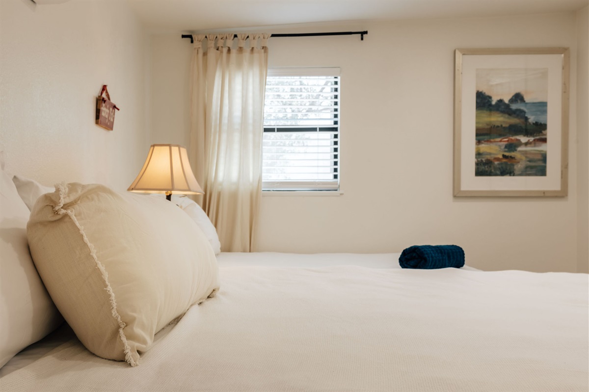 comfy king bed plus a single bed in bedroom