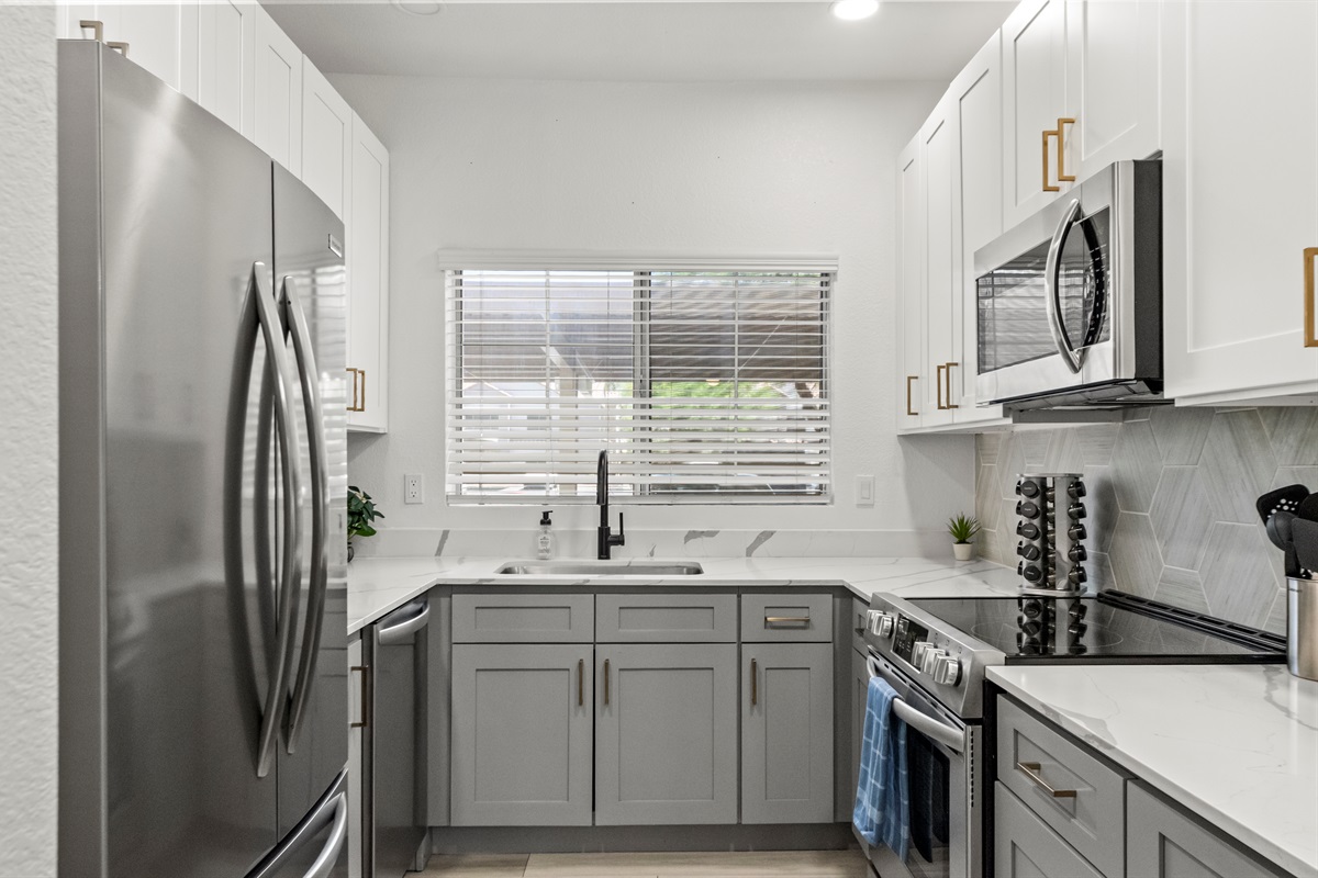 Bright and modern kitchen space perfect for morning coffee or family meals together.