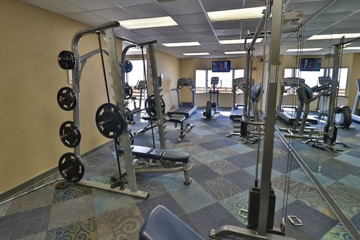 State-of-the-art-gym with beach front view 