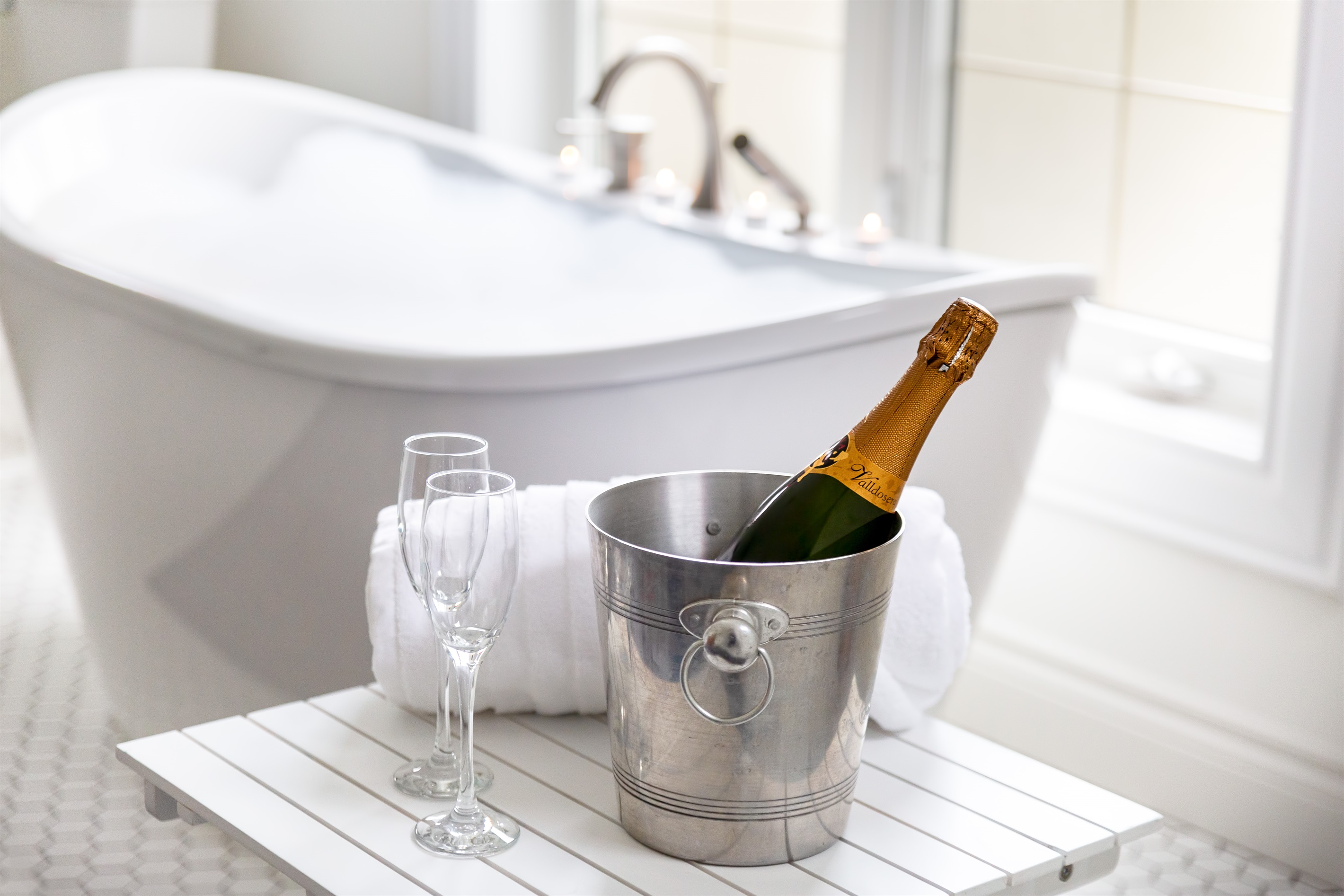 Ensuite bathroom with luxurious soaker tub.