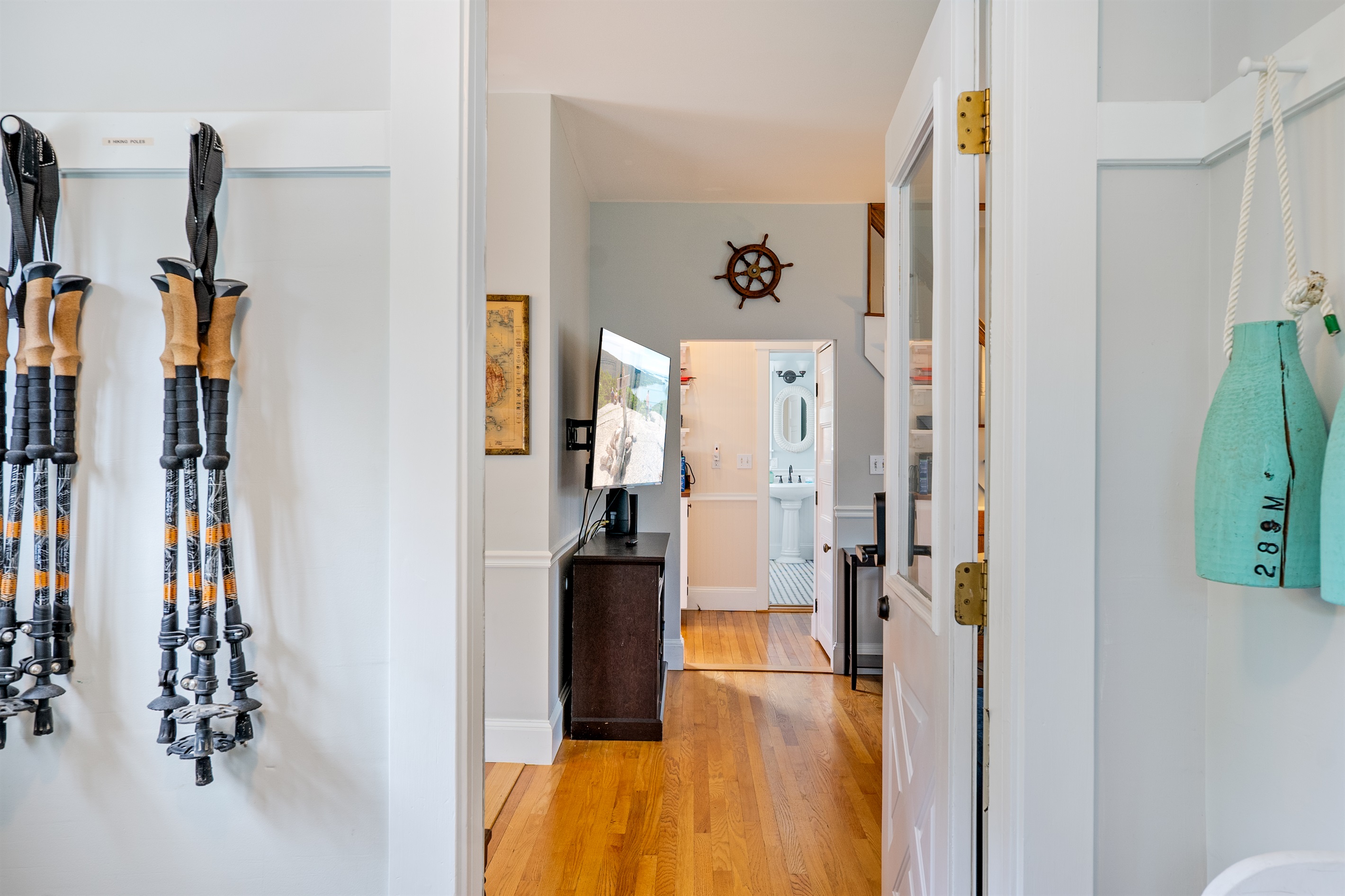 Your basecamp for the Seven Peaks. Grab our provided hiking poles and tackle the Quiet Side summits, then return to a new 55-inch Roku TV on a swivel mount. A smart, pet-friendly 1900s home in historic Hall Quarry near Bar Harbor and Acadia.