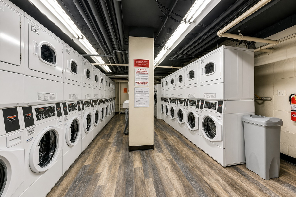 Convenient laundry room located on Lower Level B of the building.
