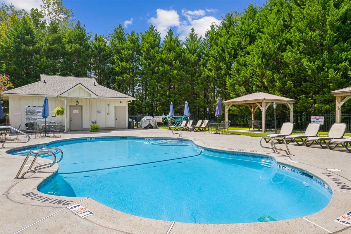 On warm days, the community pool is a refreshing place to relax after a day of sightseeing or outdoor adventures.