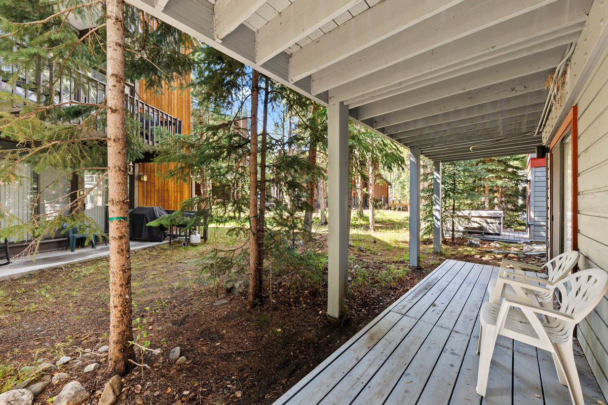 Patio on ground level just off the third bedroom. 