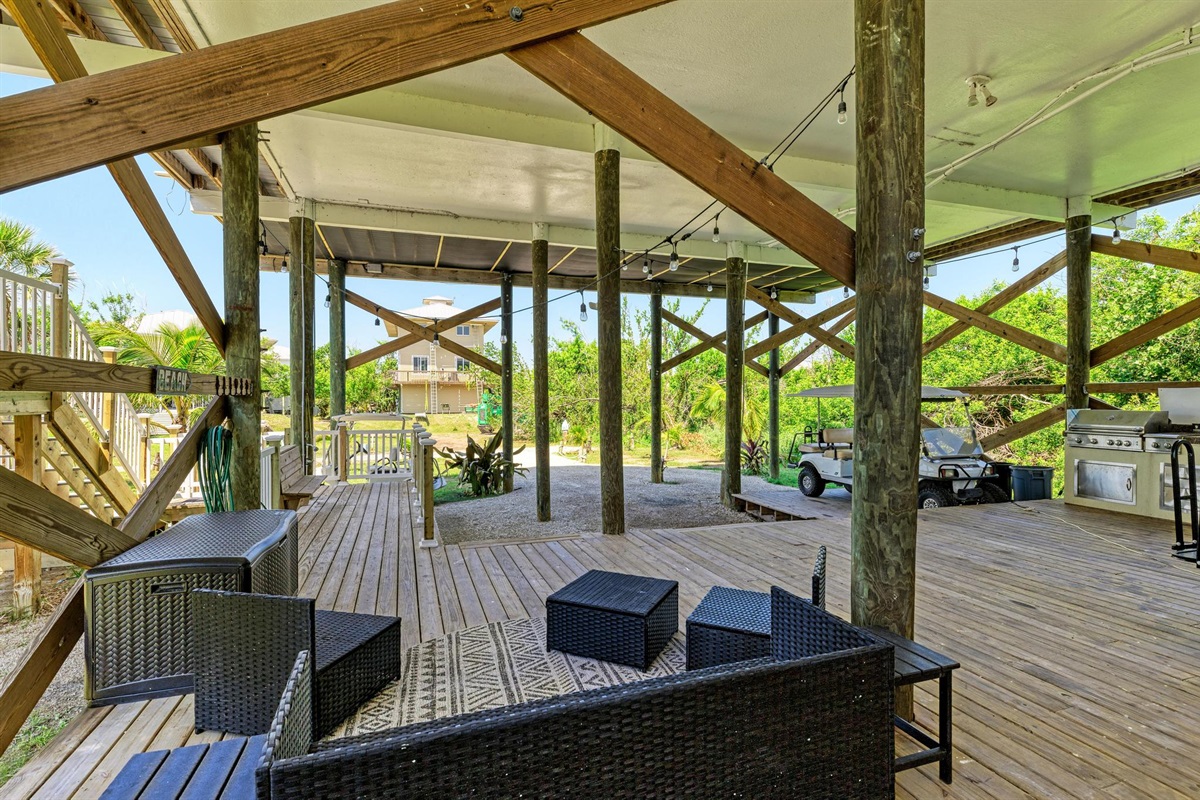 Deck underneath house