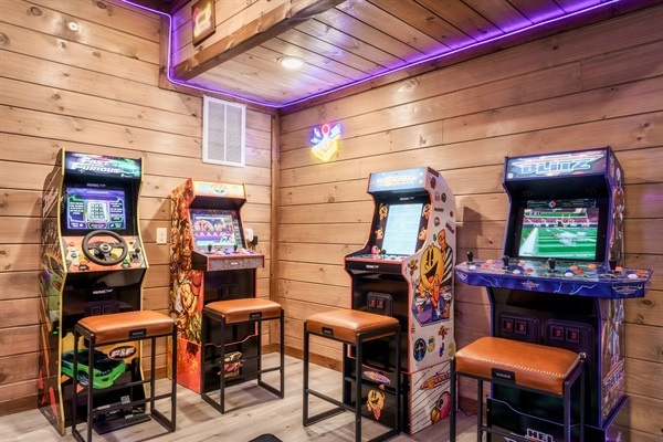 Game Room with multiple arcades and foosball table
