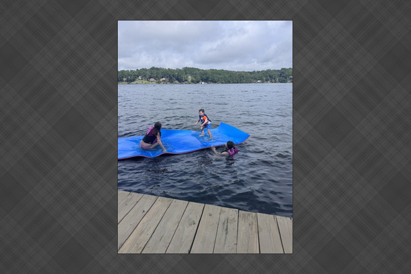 Our floating lily pad gives the kids another reason they won't want to come inside. 💦