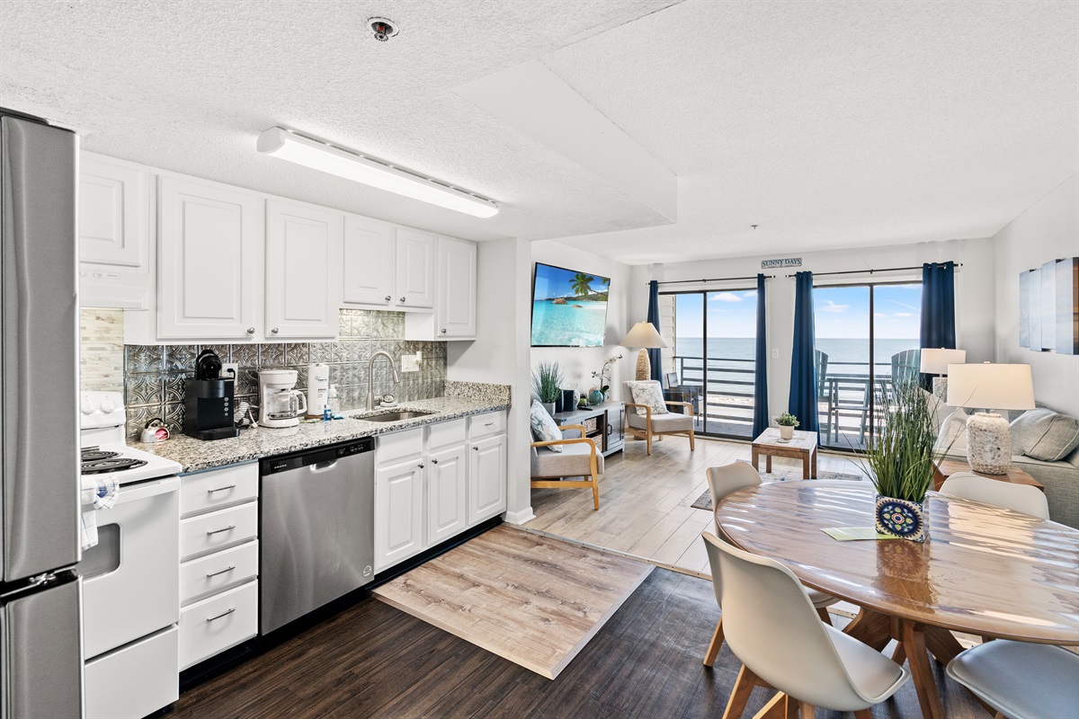 Oceanfront Living Room with balcony and sleeper sofa