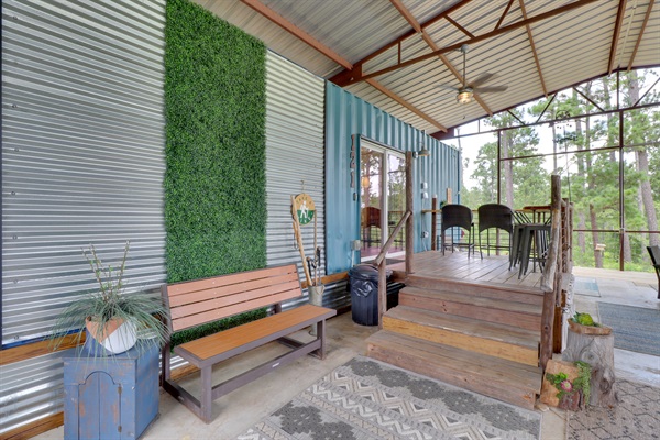 Stairs leading to deck outside Container #1.