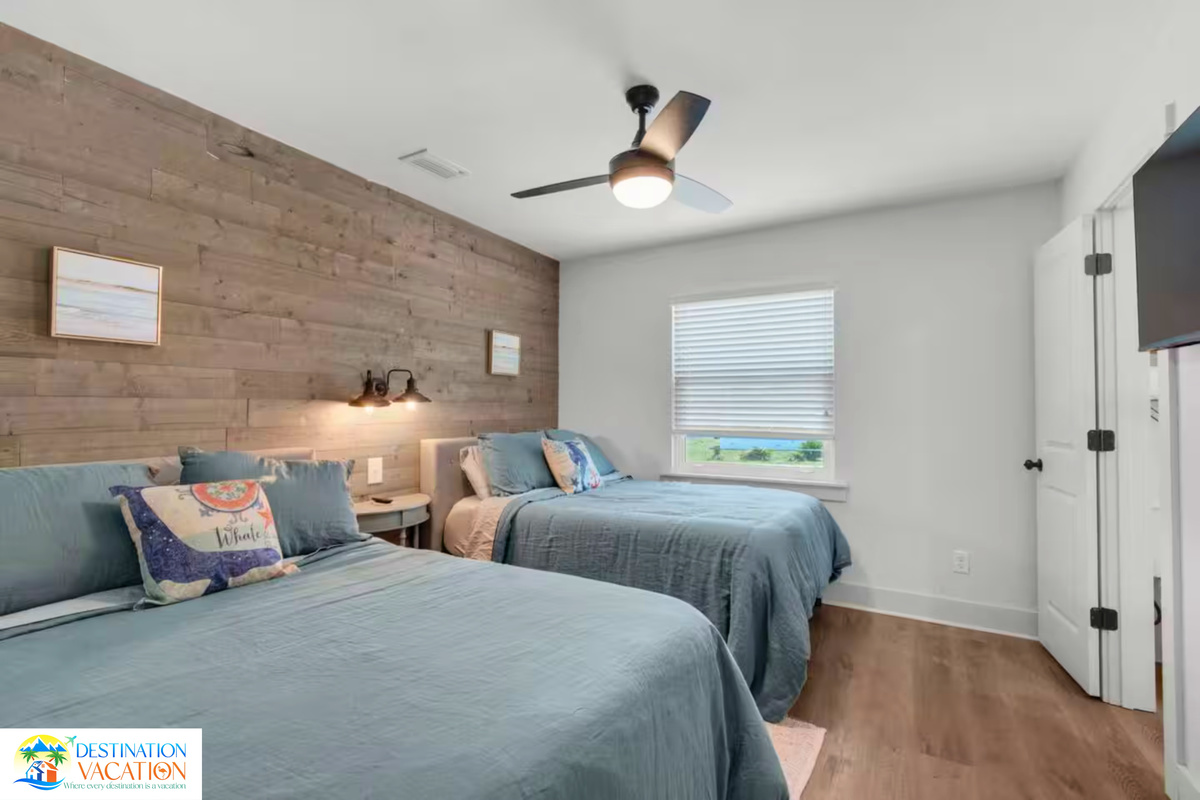 Twin beds provide comfortable accommodations for family and friends.