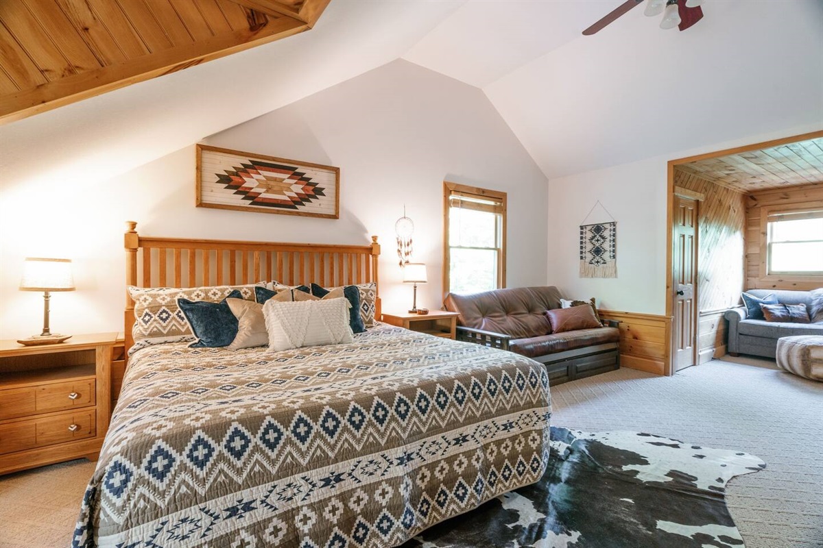 Upstairs King bedroom with queen size sleeper sofa (not pictured)