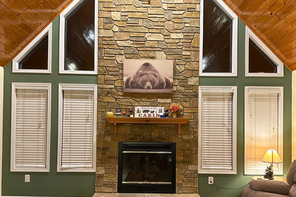 Cozy gas log fireplace for your enjoyment!