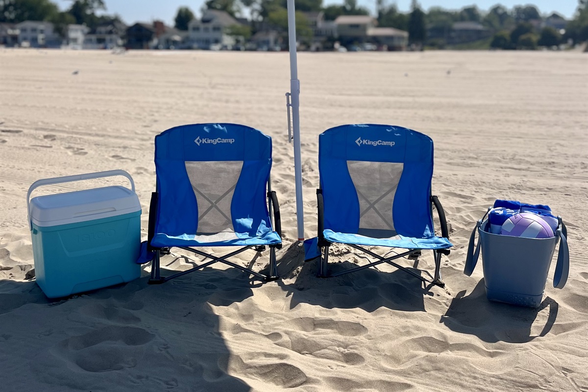 Get ready for the perfect day at the beach! Pack lighter as we provide everything you need; beach towels, a beach blanket, umbrella, a beach bag, 2 beach chairs, a cooler, and beach toys.