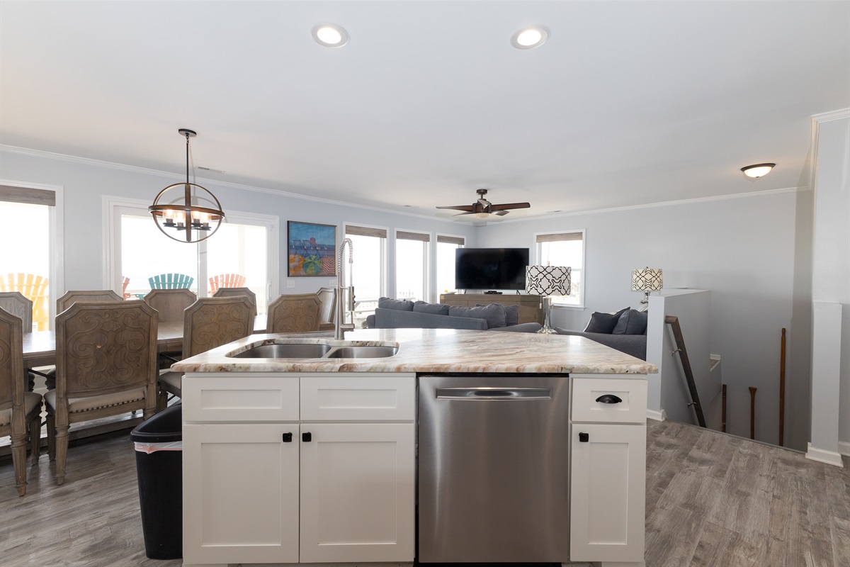 View into the living room from the kitchen