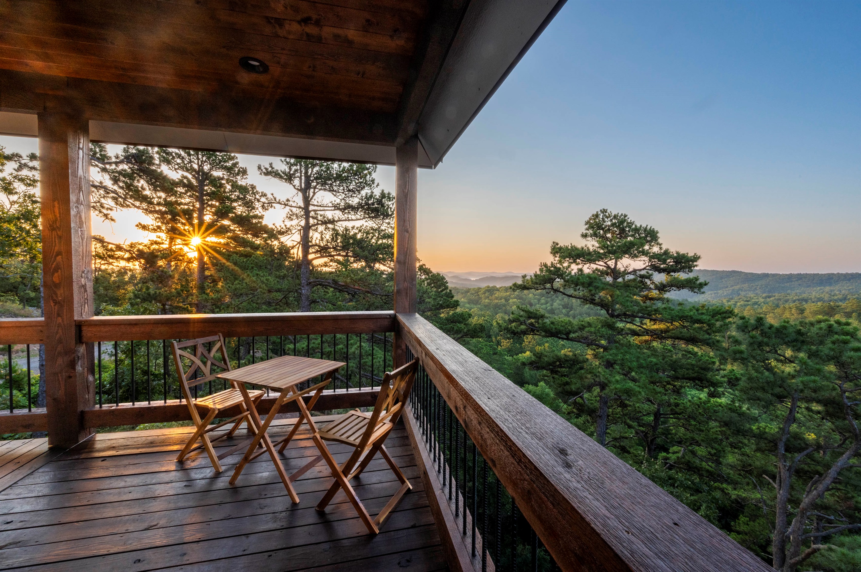 Quiet balcony nook perfect for morning coffee and sunrise views
