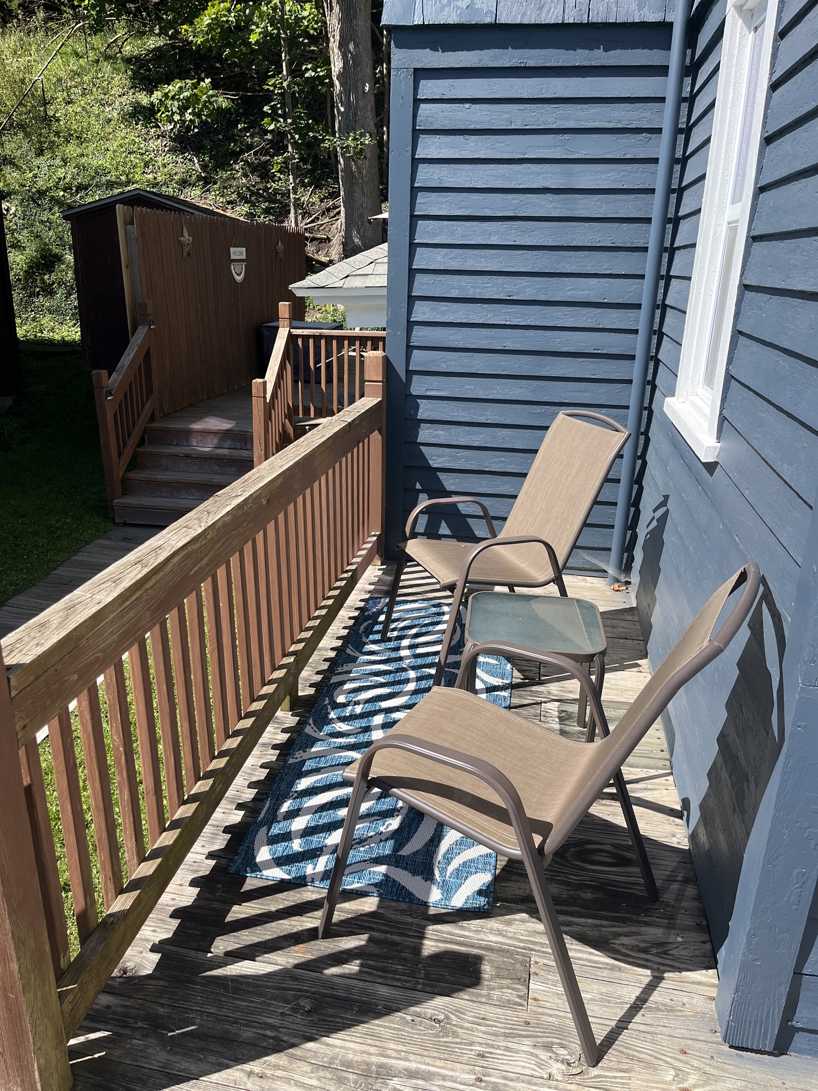 Side porch, great for morning coffee