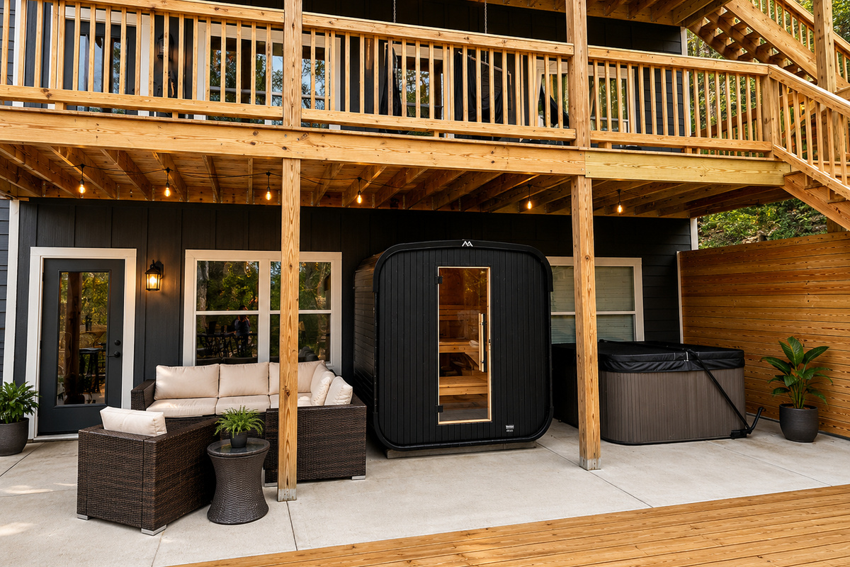 Sauna and hot tub