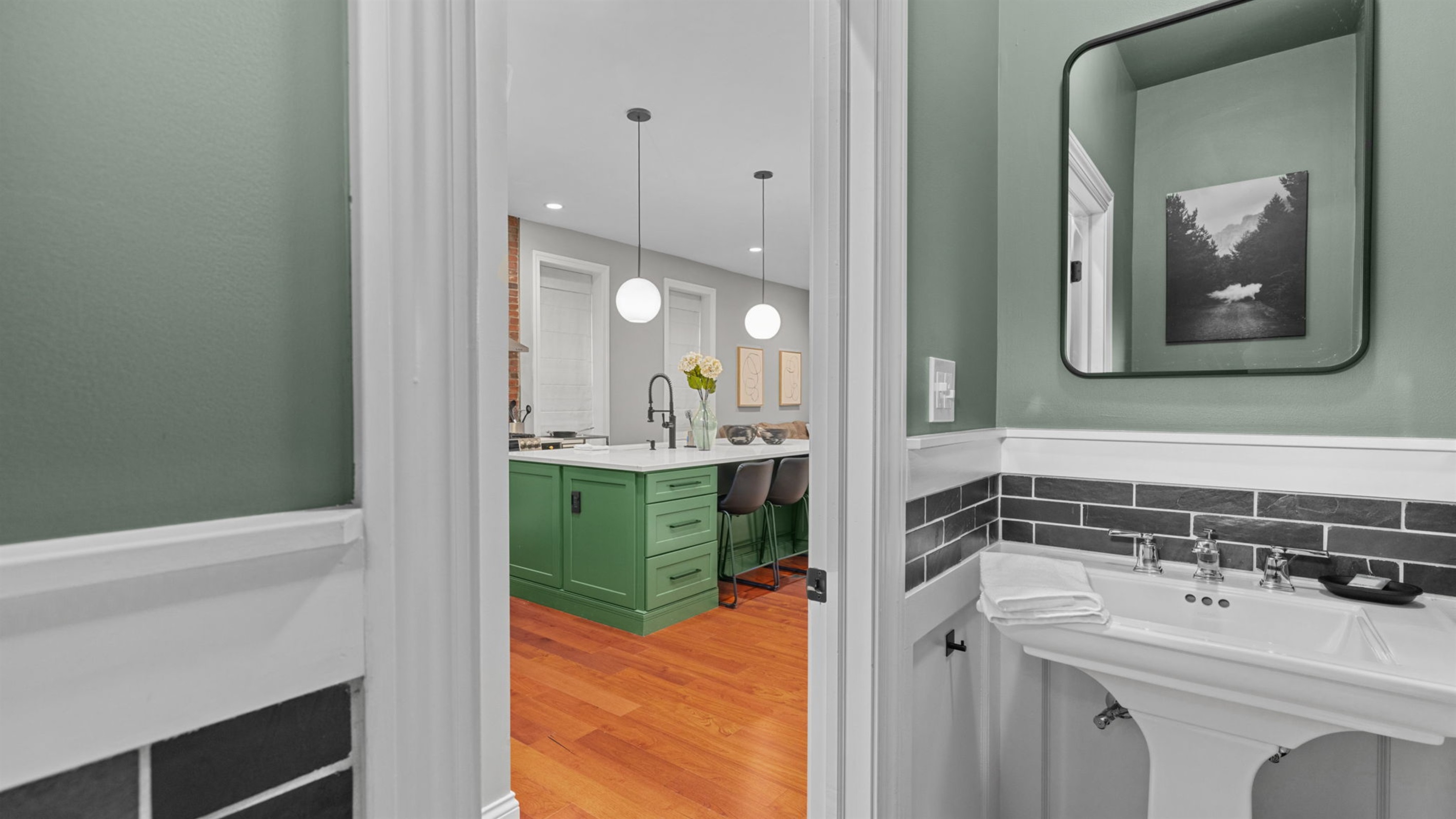 Convenient half bath located on main floor.