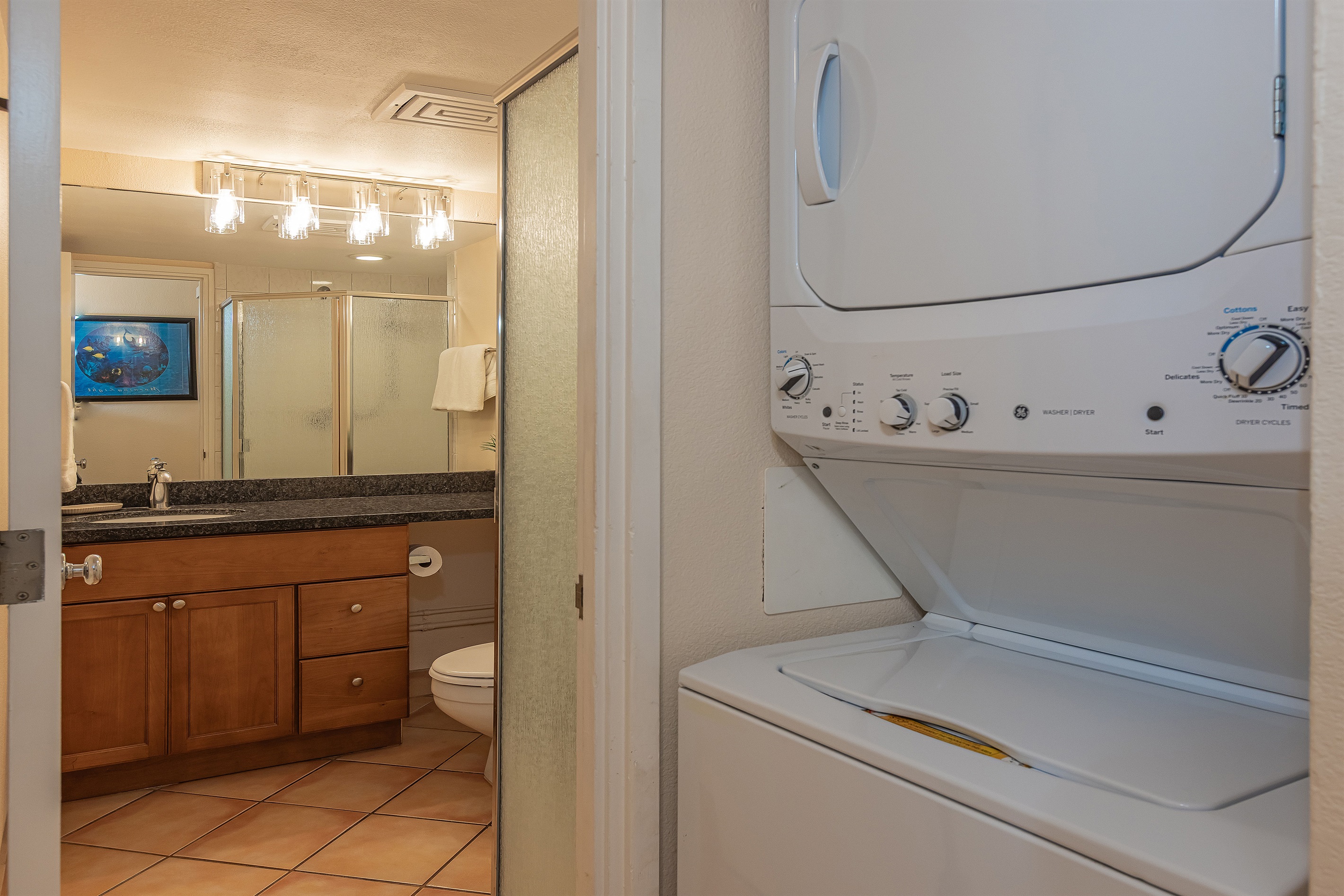Washer/dryer in unit for convenient washing