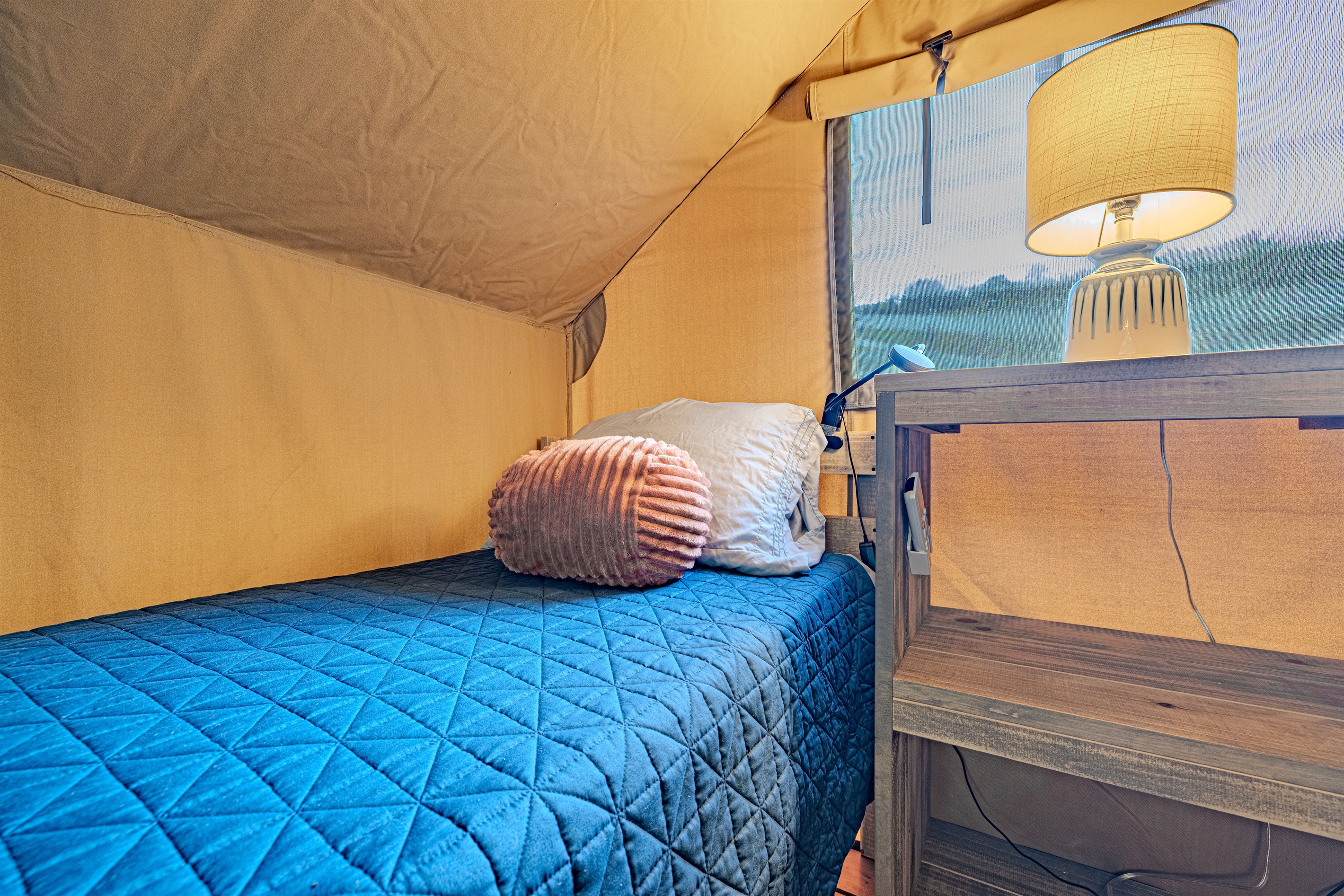 Sleep under canvas, dream in comfort. We blend the romance of camping with the luxury of great lighting and comfortable furnishings.
