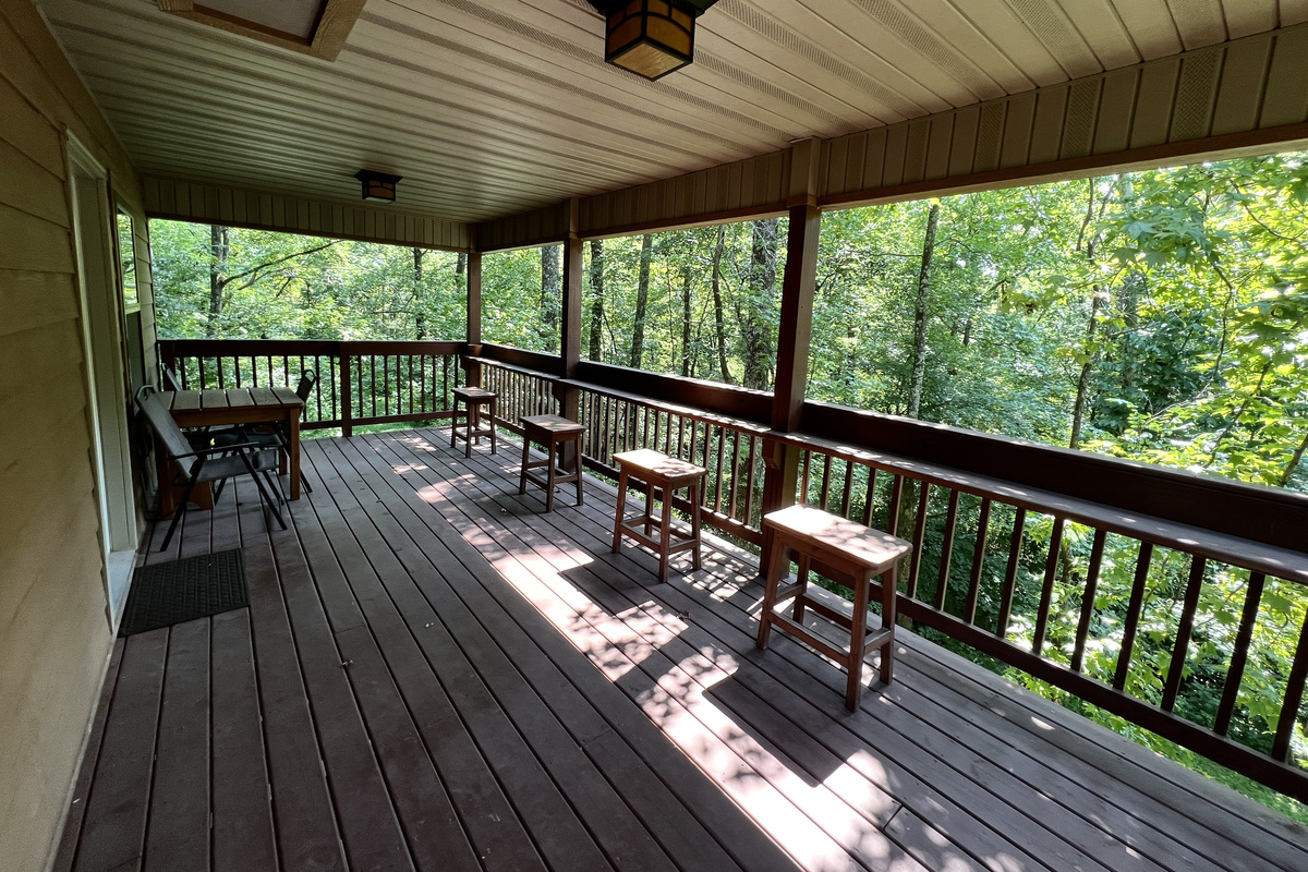 Relax on our covered deck.