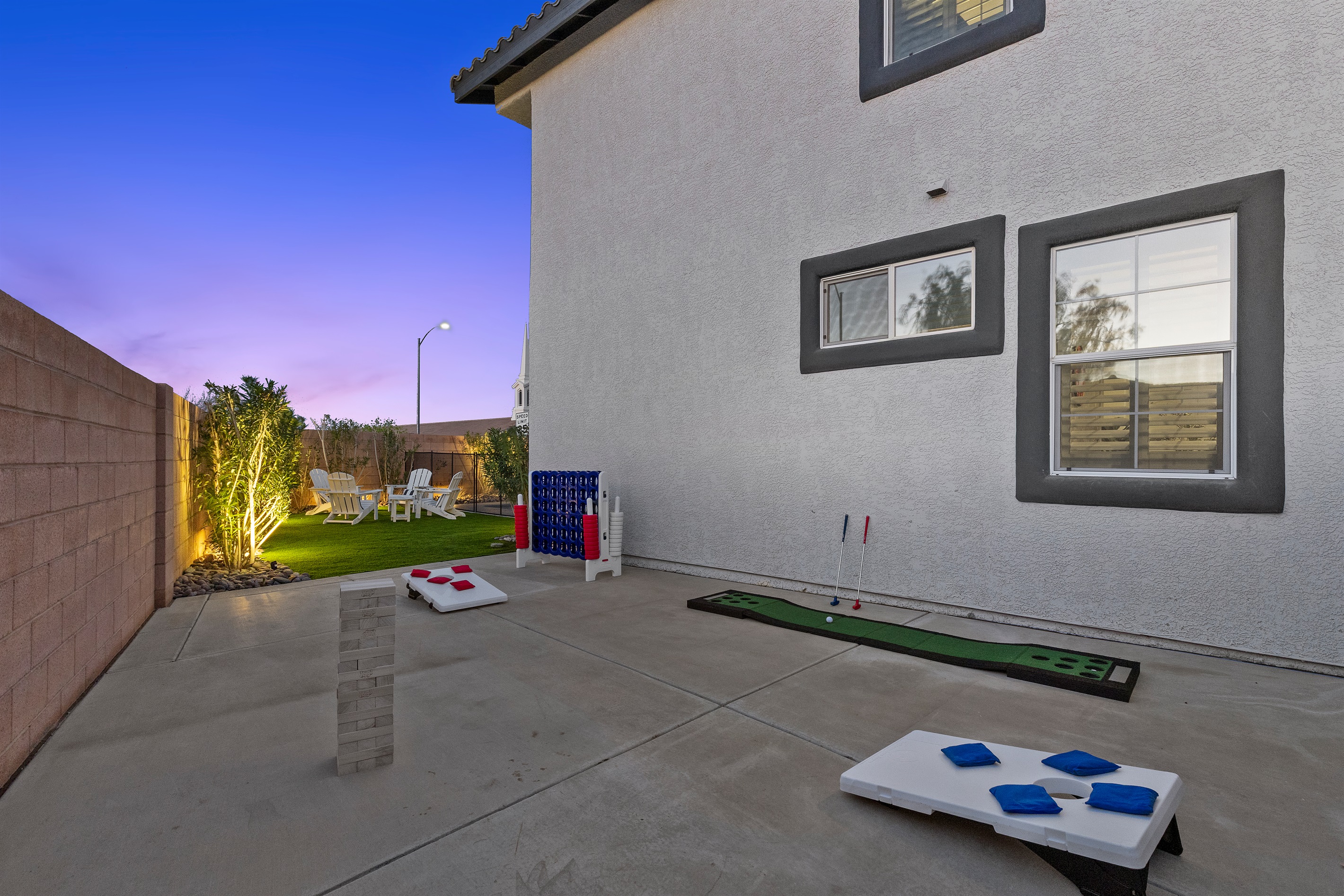 Outdoor games include giant Jenga, giant Connect Four, cornhole, and PutterBall Original Golf putting game.  -It's Showtime!