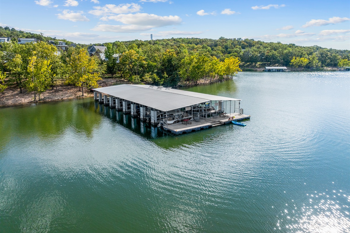 Swim Dock with Porch Swings