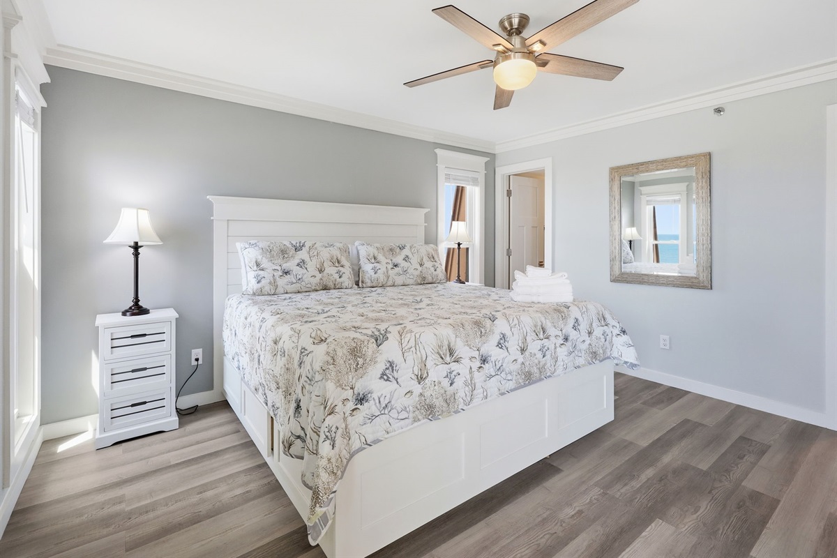 Drift off in the spacious oceanfront king suite