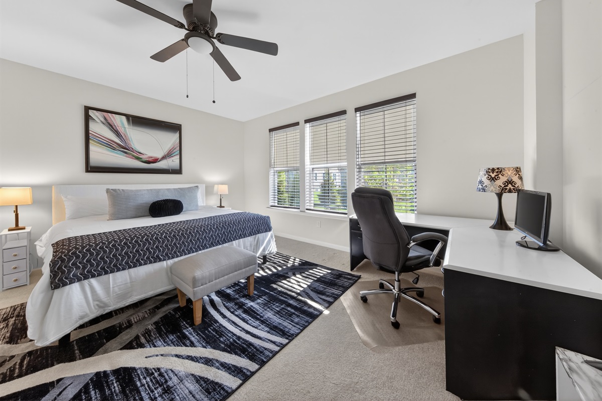 Private workspace in the main bedroom